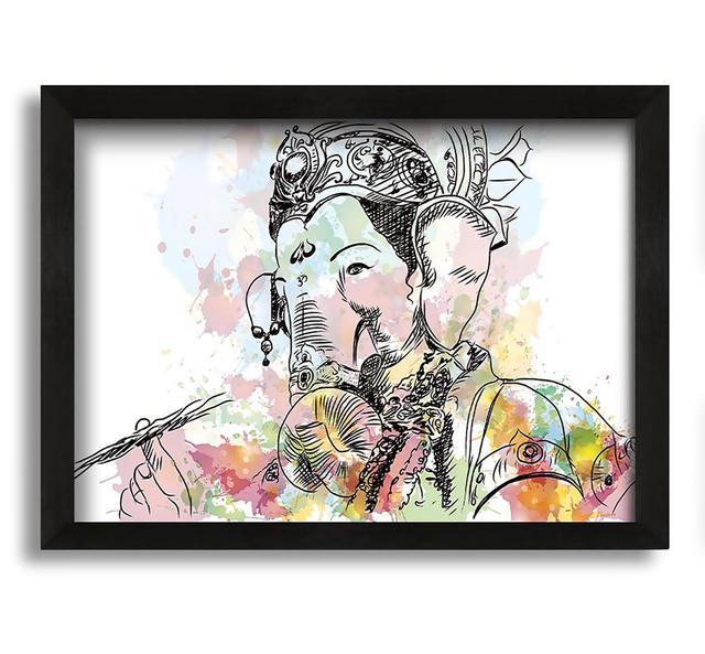 Hindu God Ganesha 7 Framed Print Ophelia & Co. Size: 30cm H x 42cm W, Format: Black Framed Canvas on Productcaster.