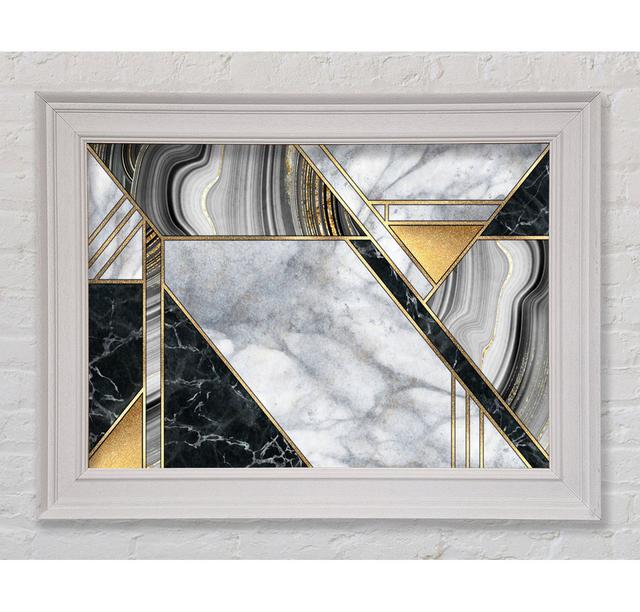 Triangles Of Marble Framed Print Canora Grey Format: Silver Black Framed Paper, Size: 59.7cm H x 84.1cm W x 8cm D on Productcaster.