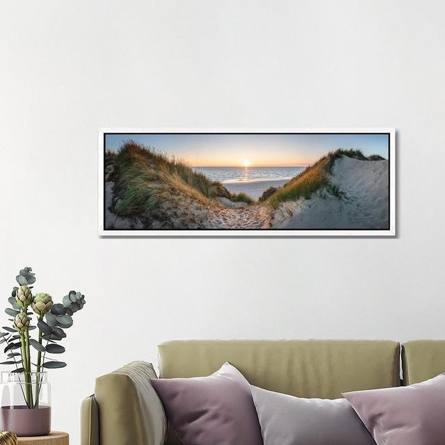 Dune Panorama At Sunset 1PC6 Highland Dunes Size: 16" H x 48" W, Format: White Framed on Productcaster.