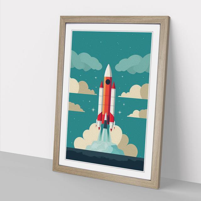 Rocket Minimalism - Print Marlow Home Co. Size: 64cm H x 46cm W x 2cm D, Format: Oak Framed on Productcaster.