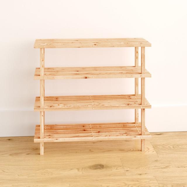 4 Tier 12 Pair Wooden Shoe Rack Natur Pur on Productcaster.