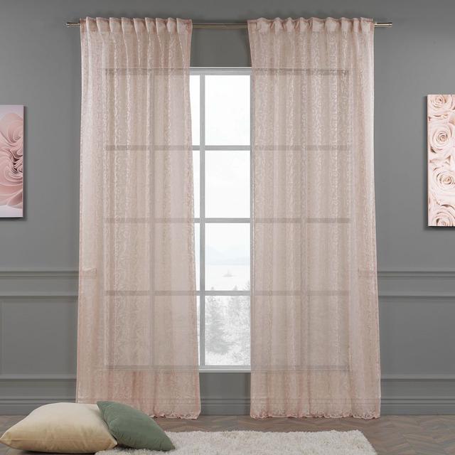 Gardinen-Set mit Schlaufenspitze, transparent (Set of 2) Lilijan Home & Curtain Panel-Größe: 280 cm B x 350 cm L, Farbe: Rosa on Productcaster.