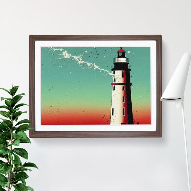 XH1022-6645X Painted Lighthouse Vol.1 - Single Picture Frame Print Breakwater Bay Size: 46cm H x 64cm W x 2cm D, Format: Walnut Framed on Productcaster.