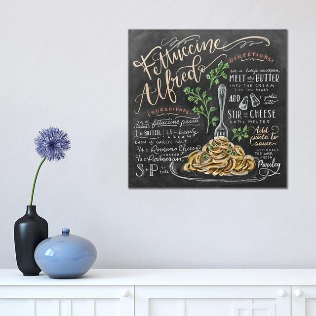 Fettuccine Alfredo Recipe - Print on Canvas Ebern Designs Format: Wrapped Canvas, Size: 45.72cm H x 45.72cm W x 3.81cm D on Productcaster.