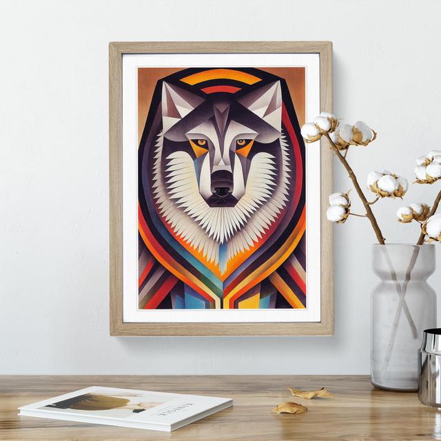 Wolf In Abstract No.1 Alpen Home Matte Colour: White, Size: 36cm H x 27cm W, Format: Oak Framed Paper on Productcaster.