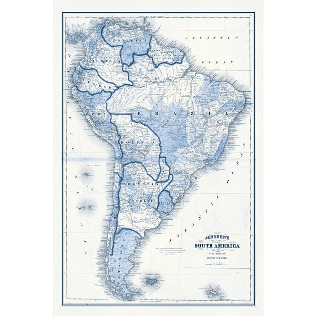 South America In Shades Of Blue Maturi Size: 91cm H x 61cm W x 3.8cm D on Productcaster.