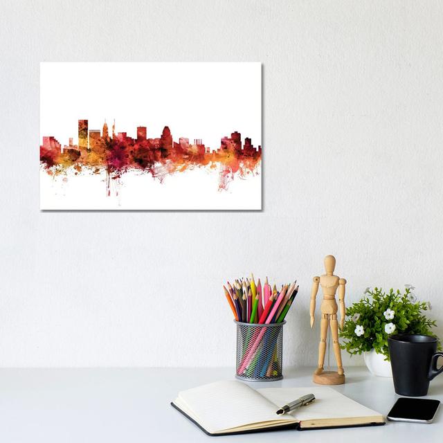 Baltimore, Maryland Skyline by Michael Tompsett - Wrapped Canvas Gallery-Wrapped Canvas Giclée Latitude Run Size: 20.32cm H x 30.48cm W x 1.91cm D on Productcaster.