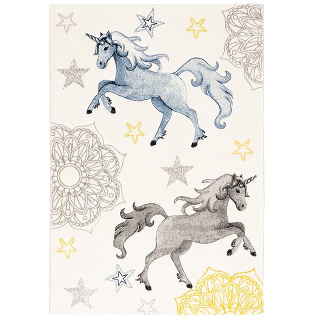 Hubertine Machine Woven White/Blue/Grey Rug Zoomie Kids Rug Size: Rectangle 80 x 150cm on Productcaster.