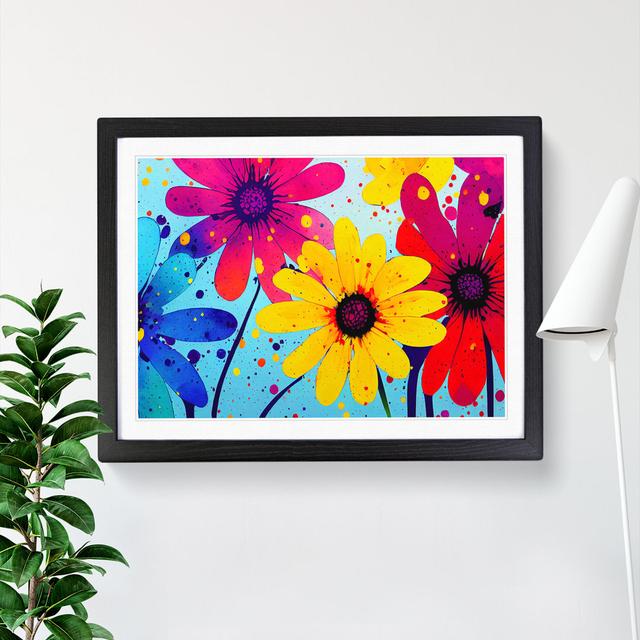 Daisy Flower Splash Vol.4 Abstract - Single Picture Frame Print Marlow Home Co. Size: 25cm H x 34cm W x 2cm D, Frame Colour: Black on Productcaster.