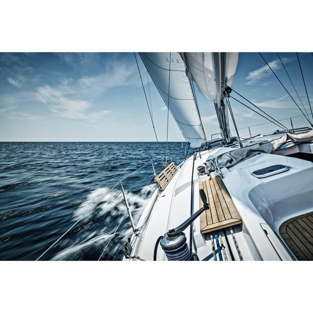 Sailing With Sailboat by Mbbirdy - No Frame Print on Canvas Breakwater Bay Size: 61cm H x 91cm W on Productcaster.