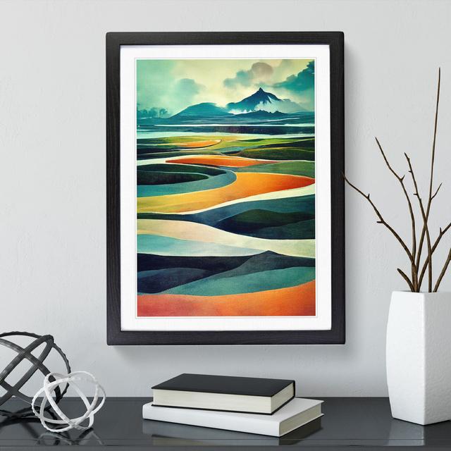 Mountain Landscape Abstract No.5 - Picture Frame Graphic Art Alpen Home Frame Colour: Black, Size: 46cm H x 34cm W x 2cm D on Productcaster.