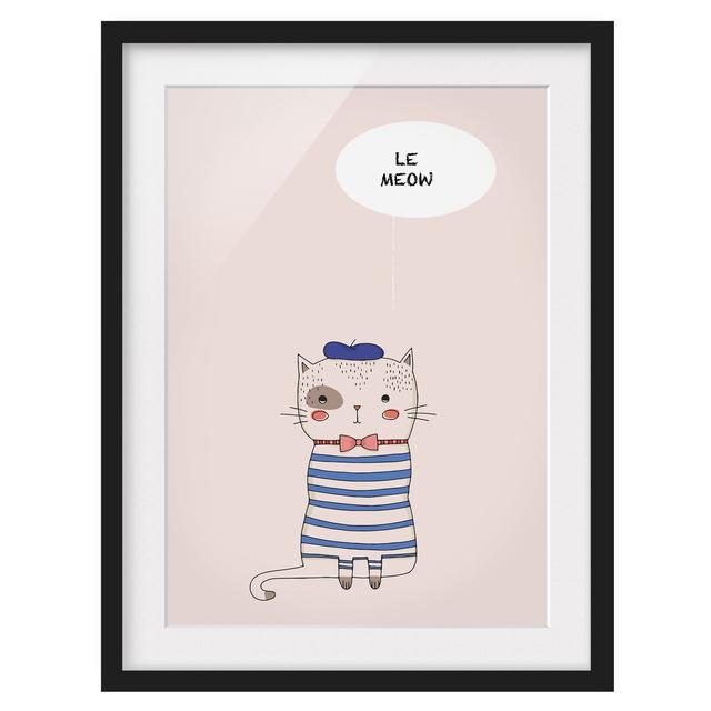 Cat in France - Picture Frame Graphic Art Zoomie Kids Frame Option: Black Framed, Size: 70cm H x 50cm W x 2cm D on Productcaster.