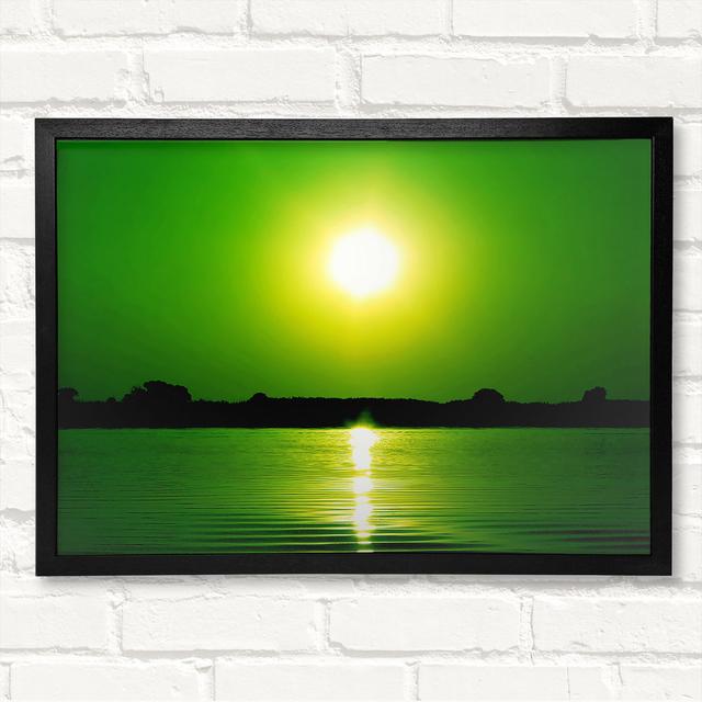 Green Lake Sun Framed Print House of Hampton Size: 59.7cm H x 84.1cm W x 3cm D, Format: Black Framed Wood on Productcaster.