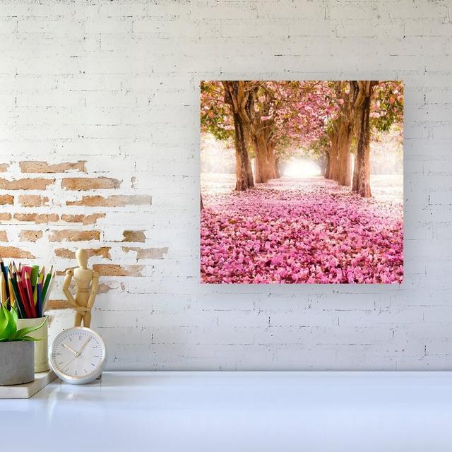 Pink Flower Tree Tunnel - Wrapped Canvas Print Marlow Home Co. Size: 30cm H x 30cm W x 3.8cm D on Productcaster.