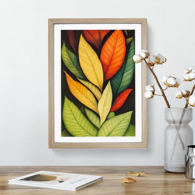 Leaves in Colour No.1 - Picture Frame Graphic Art Marlow Home Co. Frame Colour: Oak, Size: 46cm H x 34cm W x 2cm D on Productcaster.