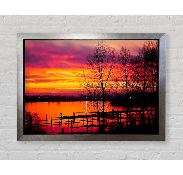 Red Lake Calm Framed Print Bright Star Size: 100cm H x 141.4cm W on Productcaster.