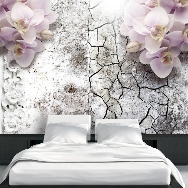 Bright Red Orchids Wallpaper Mural Latitude Run Size: 350 cm x 245 cm on Productcaster.