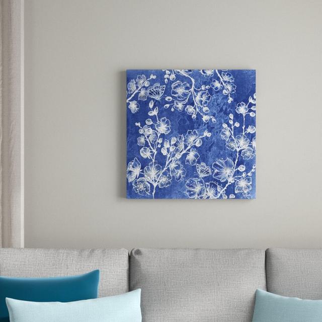 'Asian Tile Blossom' by Tre Sorelle Studios Watercolour Painting Print on Wrapped Canvas East Urban Home Size: 60.96cm H x 60.96cm W on Productcaster.