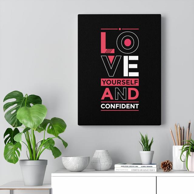 Love Yourself And Confident - Wrapped Canvas Print Blue Elephant on Productcaster.