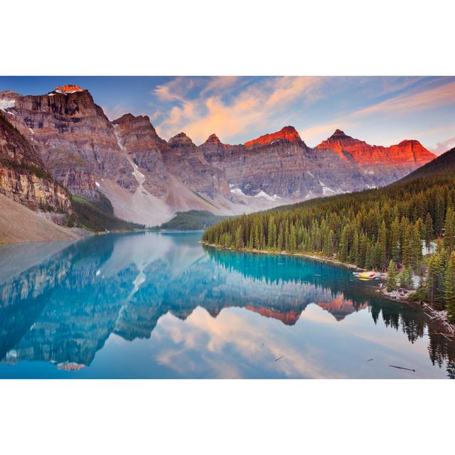 Moraine Lake At Sunrise - Wrapped Canvas Print Alpen Home Size: 20cm H x 30cm W x 3.8cm D on Productcaster.