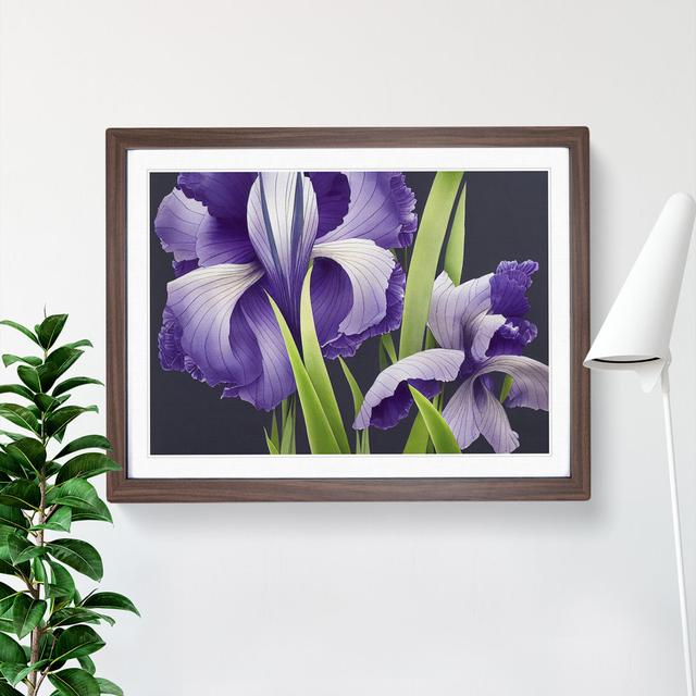 Engaging Iris Flowers - Picture Frame Graphic Art 17 Stories Size: 25cm H x 34cm W x 2cm D, Frame Colour: Walnut Framed on Productcaster.