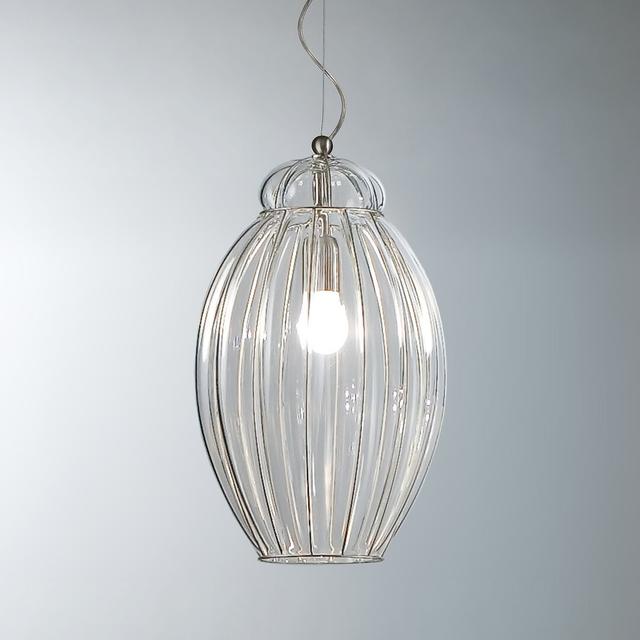 Geometric Pendant Light in Silver with Glass Shade by Siru on Productcaster.