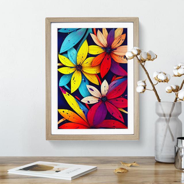 Pretty Flowers No.5 Abstract - Picture Frame Graphic Art Marlow Home Co. Size: 46cm H x 34cm W x 2cm D, Frame Colour: Oak Framed on Productcaster.