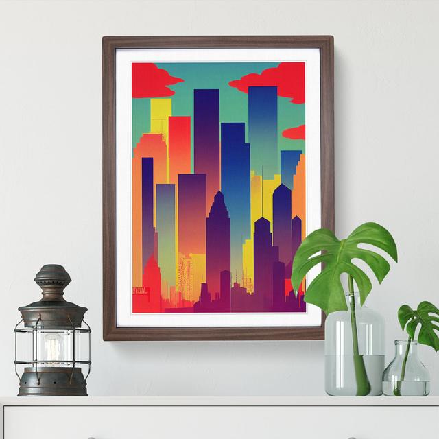 Distinguished City Skyline - Single Picture Frame Print Latitude Run Frame Colour: Walnut, Size: 46cm H x 34cm W x 2cm D on Productcaster.