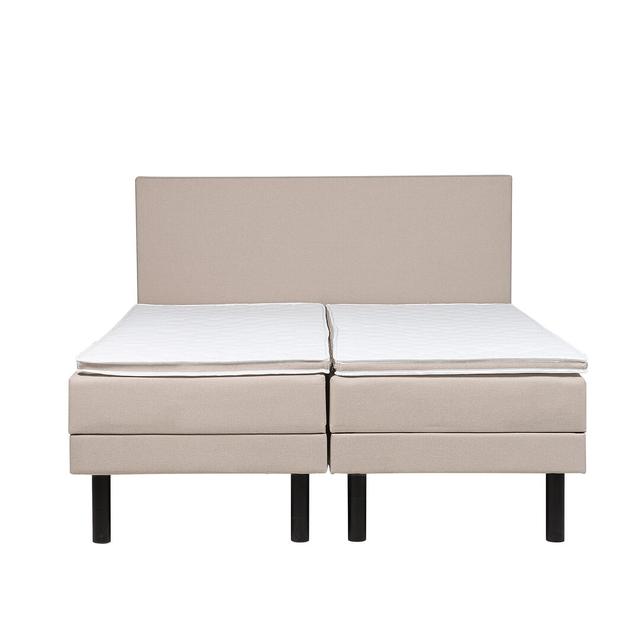 Kara Upholstered Adjustable Bed with Mattress Ebern Designs Size: European Super King (180 x 200 cm), Colour: Beige on Productcaster.