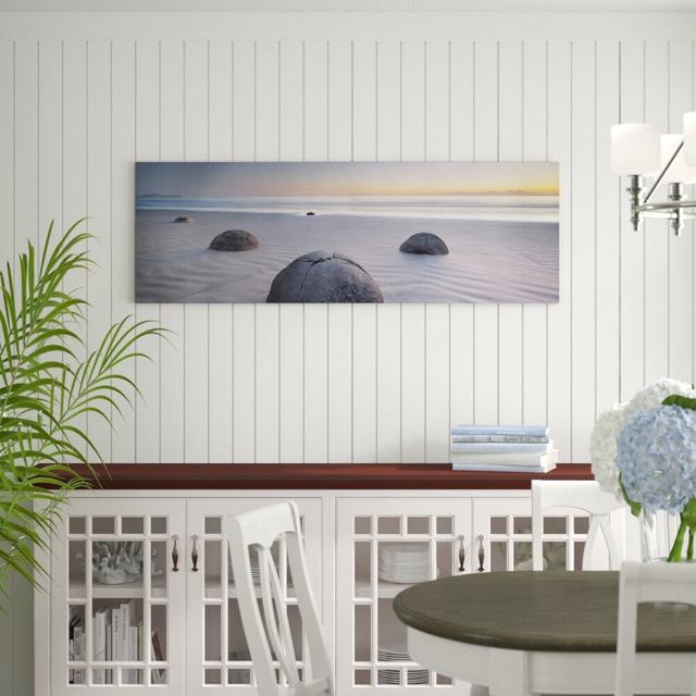 Moeraki Boulders New Zealand - Wrapped Canvas Graphic Art Print East Urban Home Size: 120cm L x 40cm W on Productcaster.