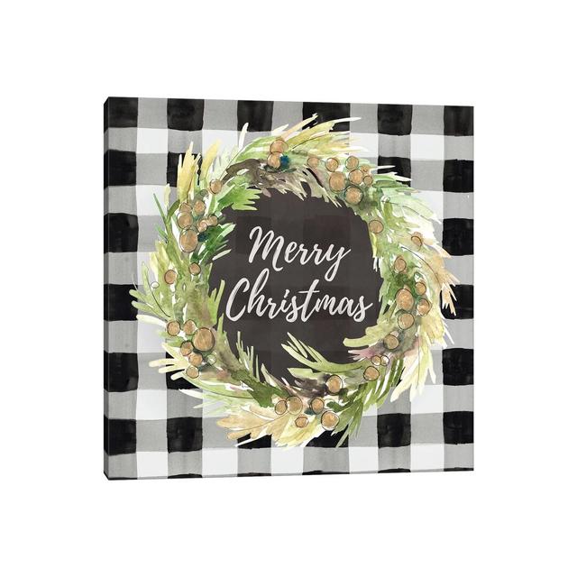 Buffalo Plaid Christmas Wreath by Lanie Loreth - Wrapped Canvas Print The Seasonal Aisle Size: 45.72cm H x 45.72cm W x 3.81cm D on Productcaster.