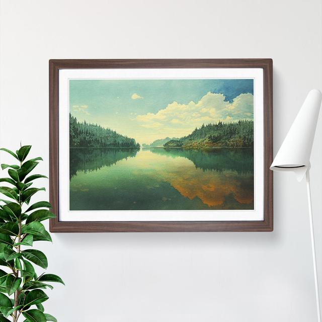 Magnificent Lake - Picture Frame Painting Marlow Home Co. Size: 46cm H x 64cm W x 2cm D, Frame Colour: Walnut on Productcaster.