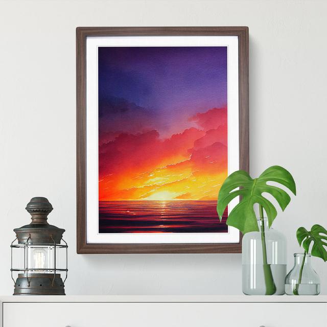 Ocean Sunset In Watercolour No.4 House of Hampton Size: 34cm H x 25cm W, Format: Walnut on Productcaster.