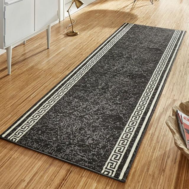 Casa Teppich Kurzflor - Teppichläufer Modern für Wohnzimmer, Schlafzimmer, Küche, Flur - Schwarz Hanse Home Teppichgröße: Läufer 80 x 500 cm on Productcaster.