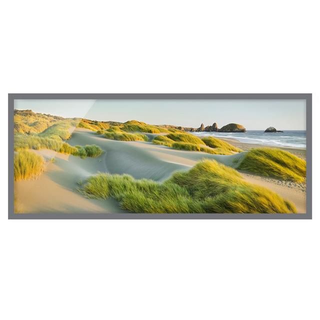 Picture With Frame - Dunes And Grasses By The Sea - Landscape Panorama Highland Dunes Frame Option: Grey Framed, Size: 30cm H x 75cm W x 2cm D on Productcaster.