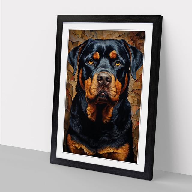 Rottweiler Hard Edge - Single Picture Frame Art Prints on Wood Marlow Home Co. Size: 46cm H x 34cm W x 2cm D, Frame Colour: Black on Productcaster.