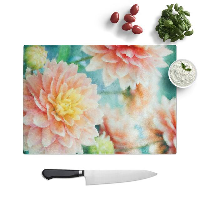 Tempered Glass Pale Pink Dahlia Flowers in Bloom Chopping Board East Urban Home Size: 28.5 cm x 39 cm on Productcaster.