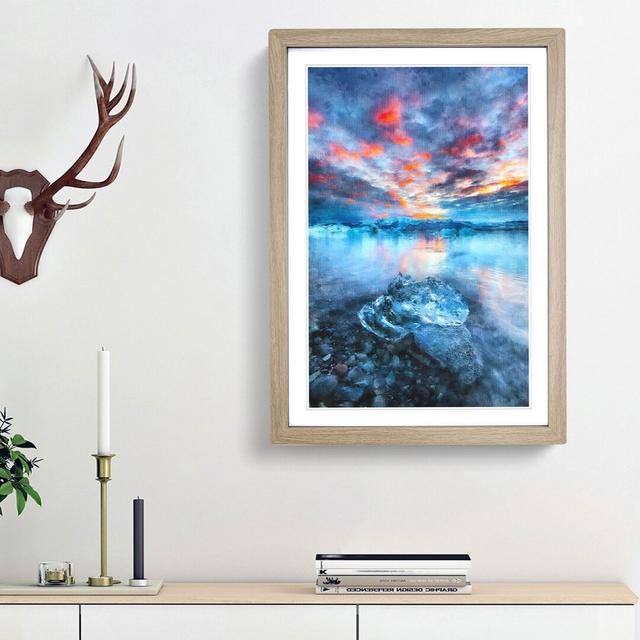 Iceland View - Picture Frame Graphic Art Print East Urban Home Size: 33cm H x 24cm W x 2cm D, Frame Option: Oak Framed on Productcaster.