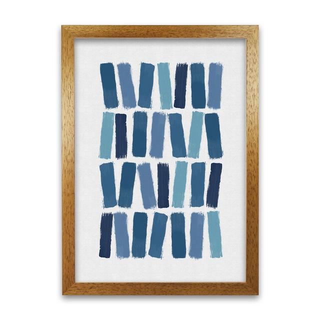 Orara Blue Brush Strokes - Graphic Art Print on Paper Brayden Studio Frame Option: Brown Framed, Size: 63cm H x 45cm W x 2cm D on Productcaster.