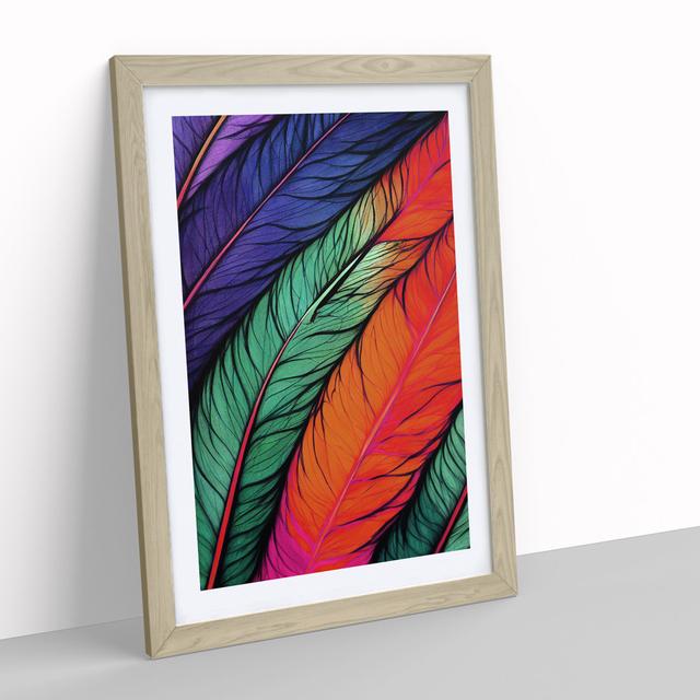 Feathers in Colour No.5 - Picture Frame Graphic Art Latitude Vive Size: 46cm H x 34cm W x 2cm D, Frame Colour: Oak on Productcaster.