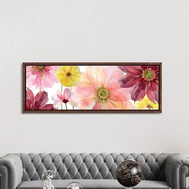 Pop Of Pink II by Carol Robinson - Panoramic Painting on Canvas Ebern Designs Size: 50.8cm H x 152.4cm W x 3.81cm D, Format: Classic Brown Wood Framed on Productcaster.