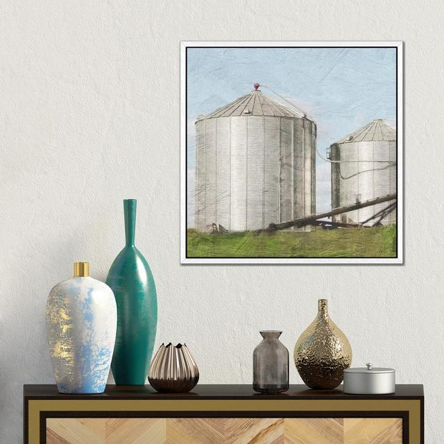 Twin Silos by Marcus Prime - Gallery-Wrapped Canvas Giclée on Canvas Ebern Designs Size: 45.72cm H x 45.72cm W x 3.81cm D, Format: White Floated Frame on Productcaster.