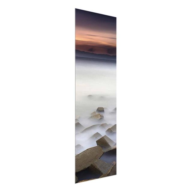 Sunset in the Fog - Photograph Print on Glass East Urban Home Size: 100 cm H x 40 cm W on Productcaster.