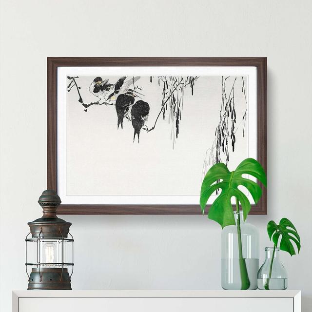 Magpies by Watanabe Seitei - Picture Frame Painting Print East Urban Home Frame Option: Walnut, Size: 40cm H x 60cm W x 2cm D on Productcaster.