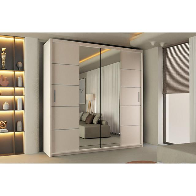 Higham 2 Door Manufactured Wood Wardrobe Brayden Studio Size: 217cm H x 203cm W x 62cm D, Finish: White on Productcaster.