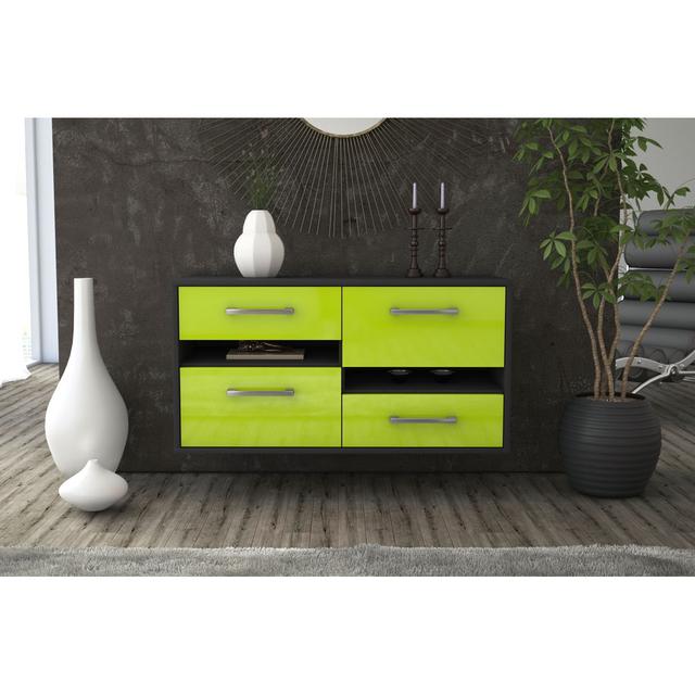 Belah TV stand, color: cedar/white, flying/metal handles, size: 92 x 49 x 35cm Brayden Studio Colour: Green and anthracite on Productcaster.