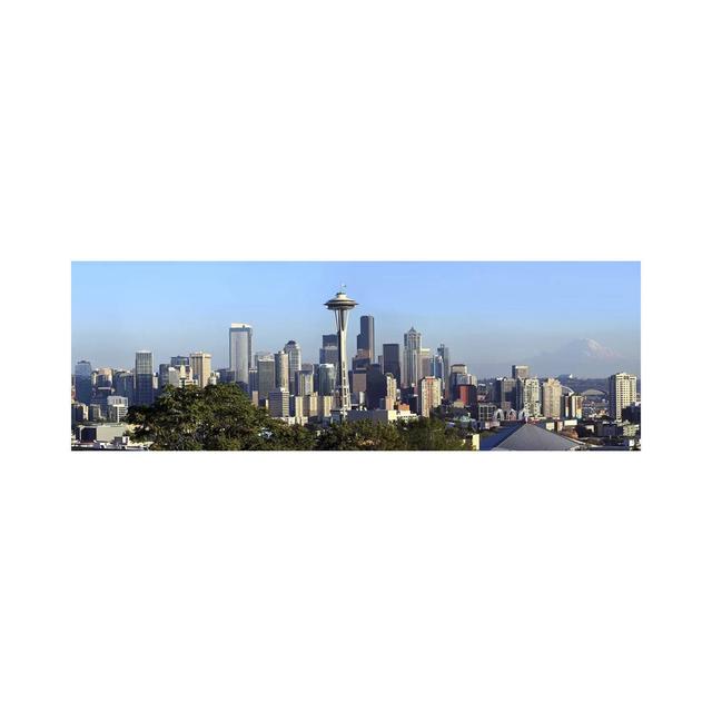 Seattle City Skyline And Downtown Financial Building - Wrapped Canvas Panoramic Print Ebern Designs Size: 24cm H x 72cm W x 2cm D on Productcaster.