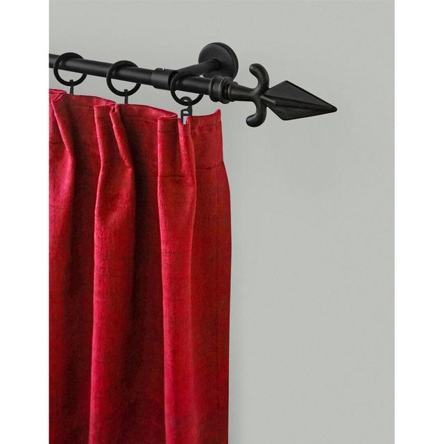 Clopton Curtain Single Pole and Hardware Set Mercer41 Finish: Black, Size: 5 cm H x 340 cm W x 11 cm D on Productcaster.