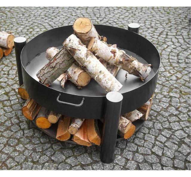 Garden Fire Basket SOLAFA With Steel Wood Storage + Firewall Diameter: 80 Cm (Set of 2) Maison de la tendance Size: 45" H x 60" W x 60" D on Productcaster.