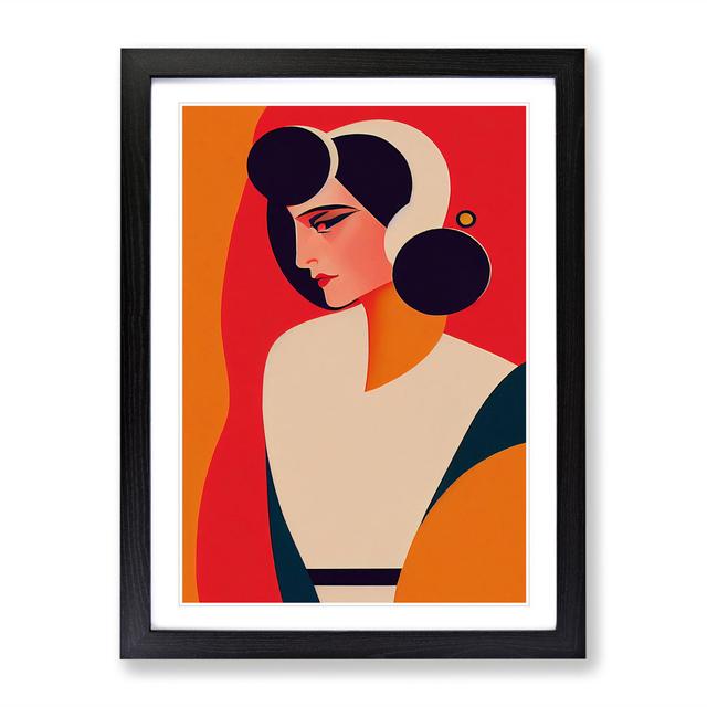 Woman in Deco No.6 - Picture Frame Graphic Art Marlow Home Co. Size: 64cm H x 46cm W x 2cm D, Frame Colour: Black on Productcaster.